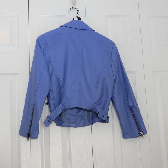 Suzy Shier Light blue faux leather motorcycle jacket in Size XS - Picture 4 of 13